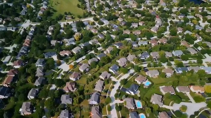 A suburban Jacksonville neighborhood with single-family homes and lawns