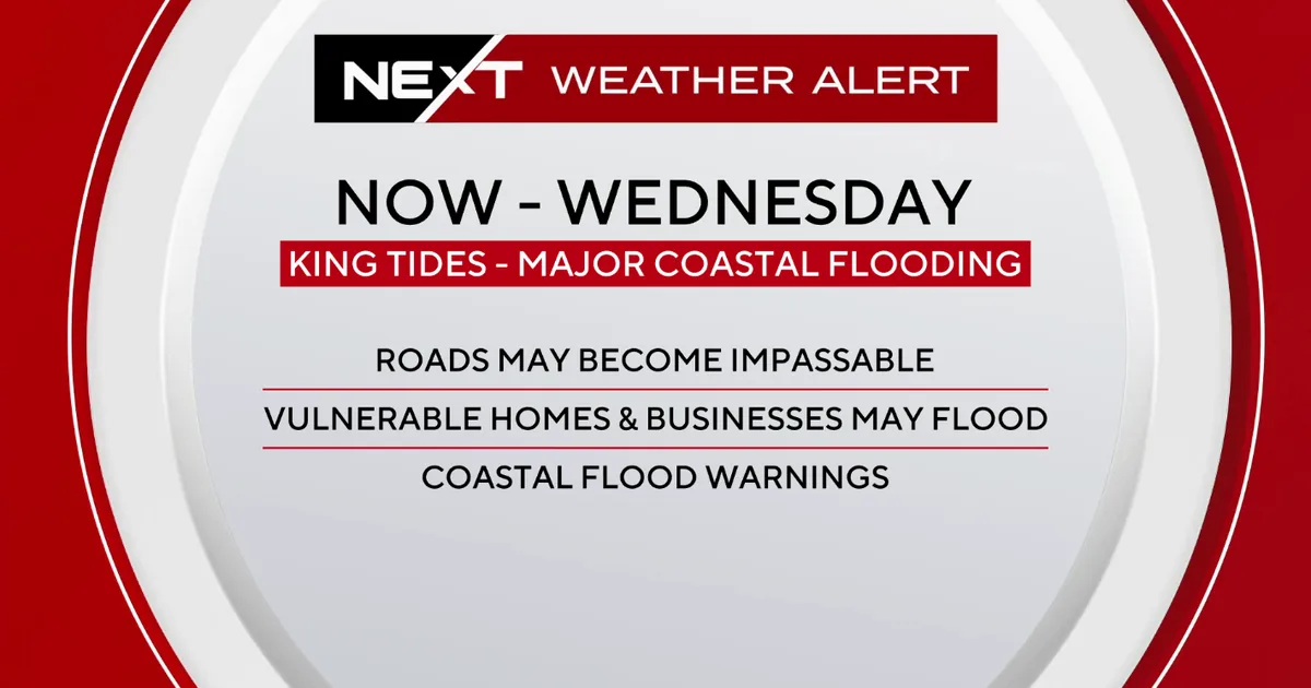 Floodwater covers a South Florida street during a king tide